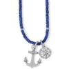 Anchor And Soul Bead Necklace 1 Anchor And Soul Bead Necklace -Fashion Accessories Store anchor and soul bead necklace silver blue 0