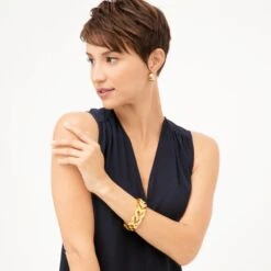 Apollo Post Hoop Earrings -Fashion Accessories Store apollo post hoop earrings brushed gold 1