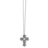 Bloom Cross Pearl Necklace -Fashion Accessories Store bloom cross pearl necklace silver pearl 0
