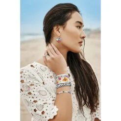 Blossom Hill Slim Bangle 7 Blossom Hill Slim Bangle -Fashion Accessories Store blossom hill slim bangle silver multi 2