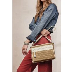 Brooklyn Straw Cross Body Organizer -Fashion Accessories Store brooklyn straw cross body organizer wheat white 5