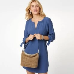 Cherie Straw Shoulderbag 9 Cherie Straw Shoulderbag -Fashion Accessories Store cherie straw shoulderbag wheat french blue 3
