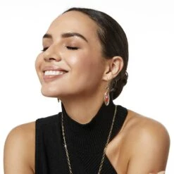 Colormix Jewel French Wire Earrings -Fashion Accessories Store colormix jewel french wire earrings gold multi 3