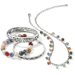 Contempo Desert Sky Droplet Necklace -Fashion Accessories Store contempo desert sky droplet necklace silver multi 3