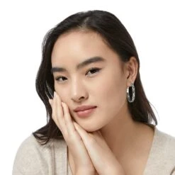 Contempo Large Hoop Earrings -Fashion Accessories Store contempo large hoop earrings silver 4