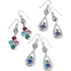 Elora Gems Dots French Wire Earrings -Fashion Accessories Store elora gems dots french wire earrings silver multi 2