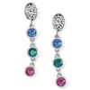 Elora Gems Dots Post Drop Earrings -Fashion Accessories Store elora gems dots post drop earrings silver multi 0