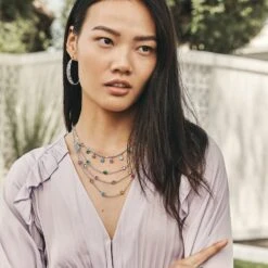 Elora Gems Drops Short Necklace 13 Elora Gems Drops Short Necklace -Fashion Accessories Store elora gems drops short necklace silver multi 5