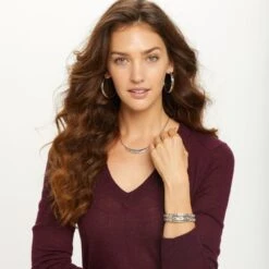 Elora Hinged Bangle -Fashion Accessories Store elora hinged bangle silver 3