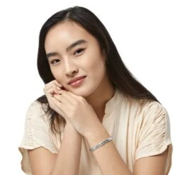 Footprints Hinged Bangle -Fashion Accessories Store footprints hinged bangle silver 4