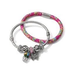 French Garden Butterfly Woodstock Bracelet -Fashion Accessories Store french garden butterfly woodstock bracelet pink 2