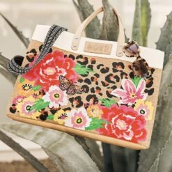 Garden Spots East West Burlap Tote -Fashion Accessories Store garden spots east west burlap tote multi 5