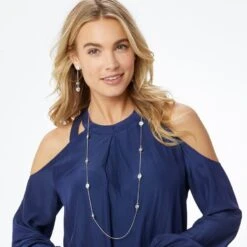 Halo Light Long Necklace -Fashion Accessories Store halo light long necklace silver white 3 2b9d9b70 f213 45b3 9e83 c9cb411086f8