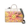 Happy Sunshine East West Burlap Tote -Fashion Accessories Store happy sunshine east west burlap tote multi 0