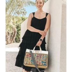 Happy Wings East West Burlap Tote -Fashion Accessories Store happy wings east west burlap tote multi 5