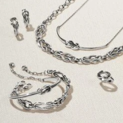 Interlok Harmony Hoop Earrings -Fashion Accessories Store interlok harmony hoop earrings silver 1