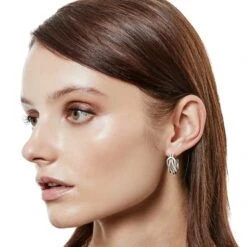 Interlok Harmony Hoop Earrings -Fashion Accessories Store interlok harmony hoop earrings silver 2