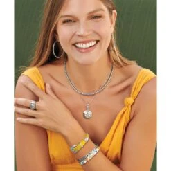 La Farfalla Tile Necklace 11 La Farfalla Tile Necklace -Fashion Accessories Store la farfalla tile necklace silver multi 4