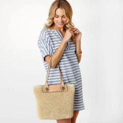 Lena Straw Tote -Fashion Accessories Store lena straw tote natural 3