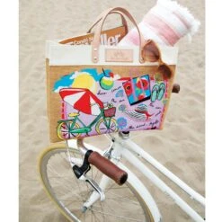 Life Is A Beach East West Burlap Tote -Fashion Accessories Store life is a beach east west burlap tote multi 3