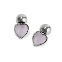 Loving Heart Post Drop Earrings 11 Loving Heart Post Drop Earrings -Fashion Accessories Store loving heart post drop earrings silver lilac 1