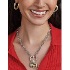 Mabel Heart Charm Holder Necklace 7 Mabel Heart Charm Holder Necklace -Fashion Accessories Store mabel heart charm holder necklace silver 2