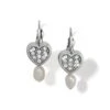 Meridian Zenith Heart Pearl Leverback Earrings -Fashion Accessories Store meridian zenith heart pearl leverback earrings silver pearl 0