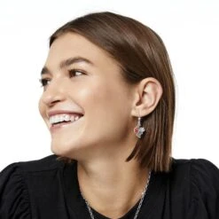 Mod Love French Wire Earrings 7 Mod Love French Wire Earrings -Fashion Accessories Store mod love french wire earrings silver red 2