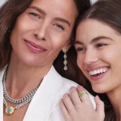 Monete Link Post Drop Earrings -Fashion Accessories Store monete link post drop earrings silver gold 2