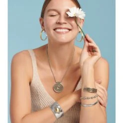 Monete Wide Cuff Bracelet -Fashion Accessories Store monete wide cuff bracelet silver gold 3