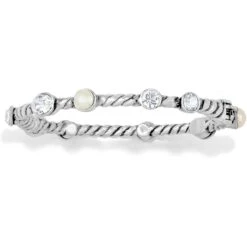 Monte Carlo Hinged Bangle -Fashion Accessories Store monte carlo hinged bangle silver pearl 1