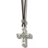 Mosaic Paseo Leather Cross Necklace -Fashion Accessories Store mosaic paseo leather cross necklace silver 0