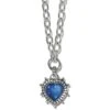 Pebble Dot Hati Lapis Heart Necklace -Fashion Accessories Store pebble dot hati lapis heart necklace silver blue 0