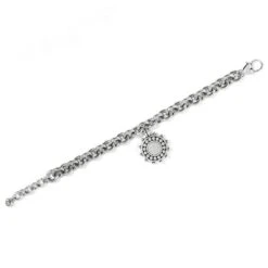 Pebble Dot Medali Chain Bracelet -Fashion Accessories Store pebble dot medali chain bracelet silver black 1