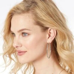 Pebble Large Oval Hoop Earrings -Fashion Accessories Store pebble large oval hoop earrings silver 2 b2329c90 b7c9 493b 9e45 5671a8d40549