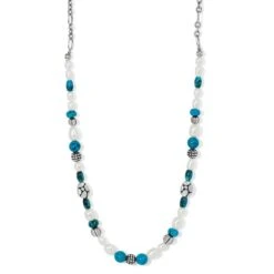 Pebble Turquoise And Pearl Necklace