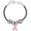 Power Of Pink Blooms Bracelet 1 Power Of Pink Blooms Bracelet -Fashion Accessories Store power of pink blooms bracelet silver pink 0