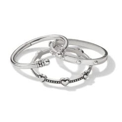Pretty Tough Bold Petite Heart Bangle -Fashion Accessories Store pretty tough bold petite heart bangle silver 3