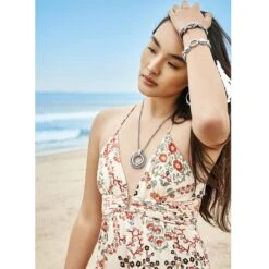 Pretty Tough Bold Ring Dot Necklace -Fashion Accessories Store pretty tough bold ring dot necklace silver 2