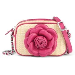 Rosie Straw Camera Bag -Fashion Accessories Store rosie straw camera bag natural orchid 0