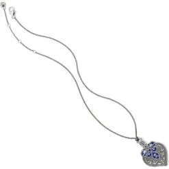 Royal Brocade Heart Short Necklace -Fashion Accessories Store royal brocade heart short necklace silver blue 2 40b19871 230e 4232 be2a 3432a777b602