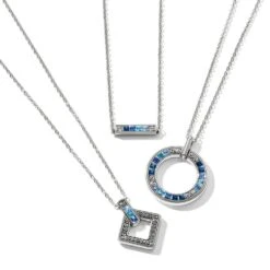 Spectrum Light Square Necklace -Fashion Accessories Store spectrum light square necklace silver blues 2