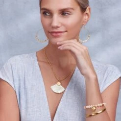 Sunset Cove Hoop Earrings -Fashion Accessories Store sunset cove hoop earrings gold pink 2