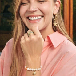 Sunset Cove Stretch Bracelet -Fashion Accessories Store sunset cove stretch bracelet gold pink 2