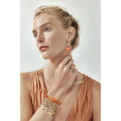 Terra Gold Stretch Bracelet 10 Terra Gold Stretch Bracelet -Fashion Accessories Store terra gold stretch bracelet orange 3